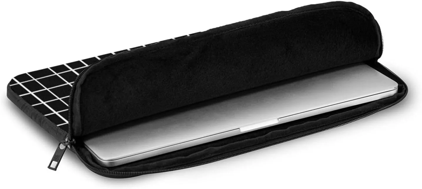 10 Inch Laptop Sleeve Bag Waterproof Shockproof Laptop Case Bag Black and White Grid Computer Skin Bags Lightweight Tablet Carrying Case