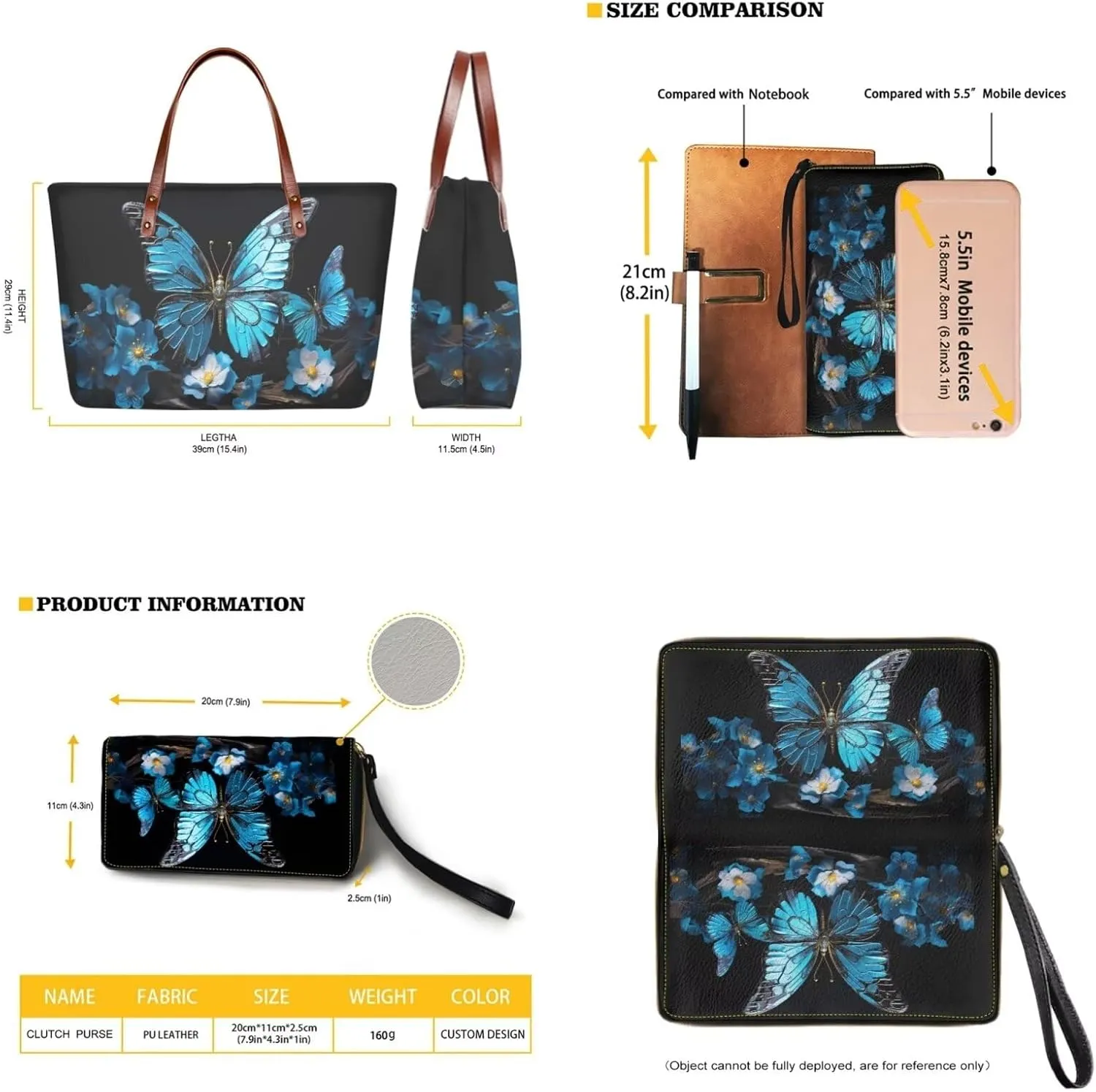 2 Pcs Women Handbag Set Tote Bag Large Shoulder Bag Top Handle Purse PU Wallet Set for Work Shopping Travel