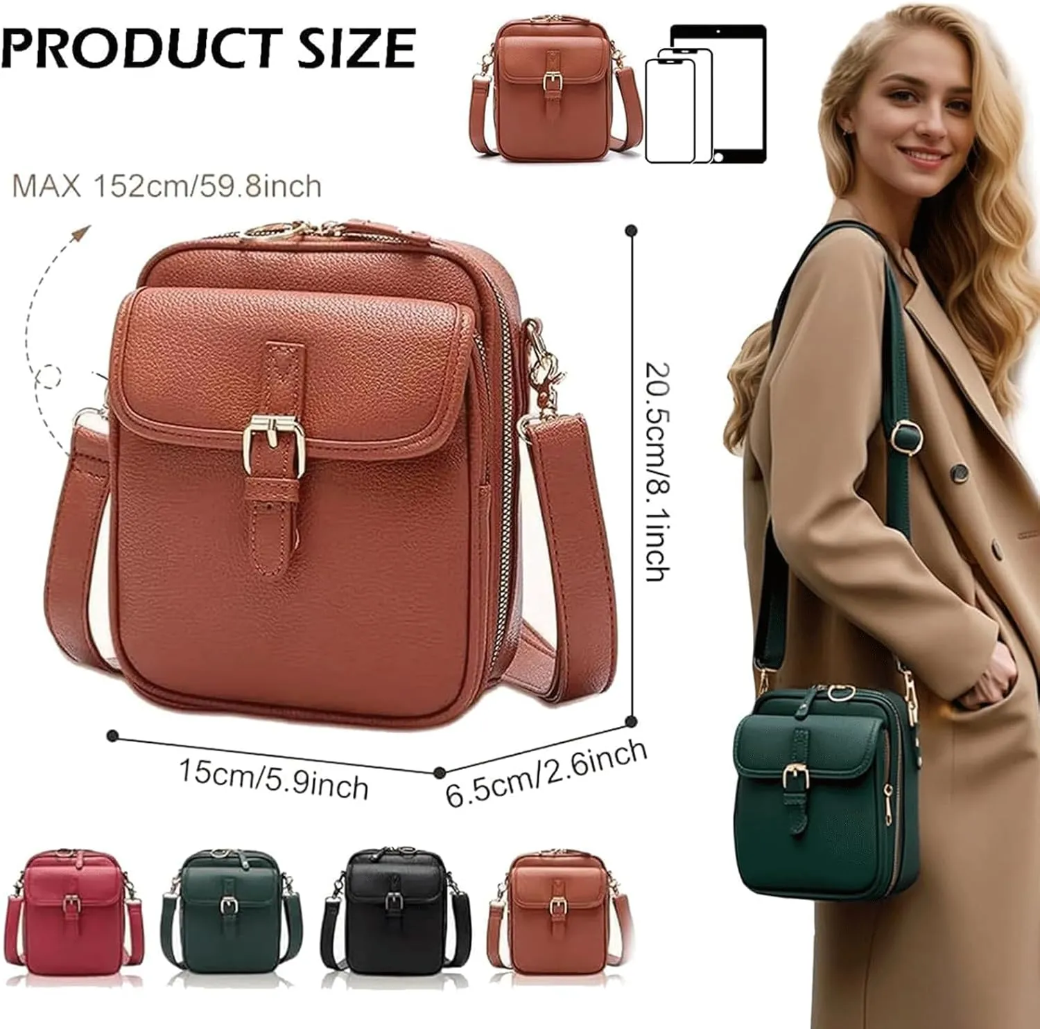 2025 Urvashi Crossbody Leather Bag, Collaboraten1 Crossbody Leather Bag, Vintage Large Capacity Shoulder Messenger Bag