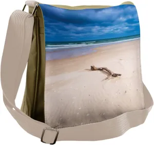 Ambesonne Driftwood Messenger Bag, Deserted Sandy Beach, Unisex Cross-body
