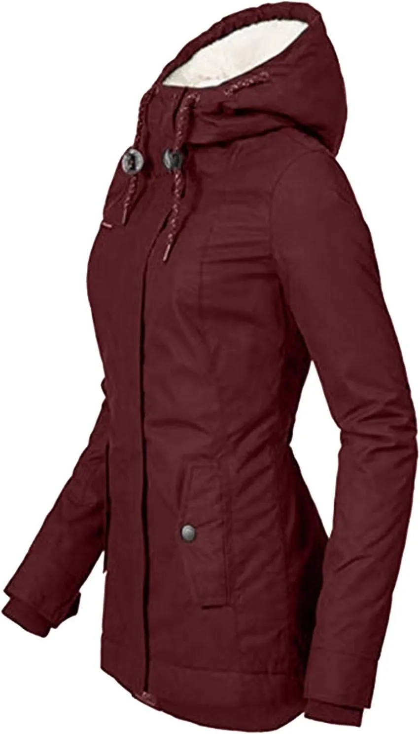 Aniywn Fleece-Lined Rain Jacket for Women Waterproof Windproof Snow Ski Hooded Jacket Winter Outdoor Windbreaker Coat