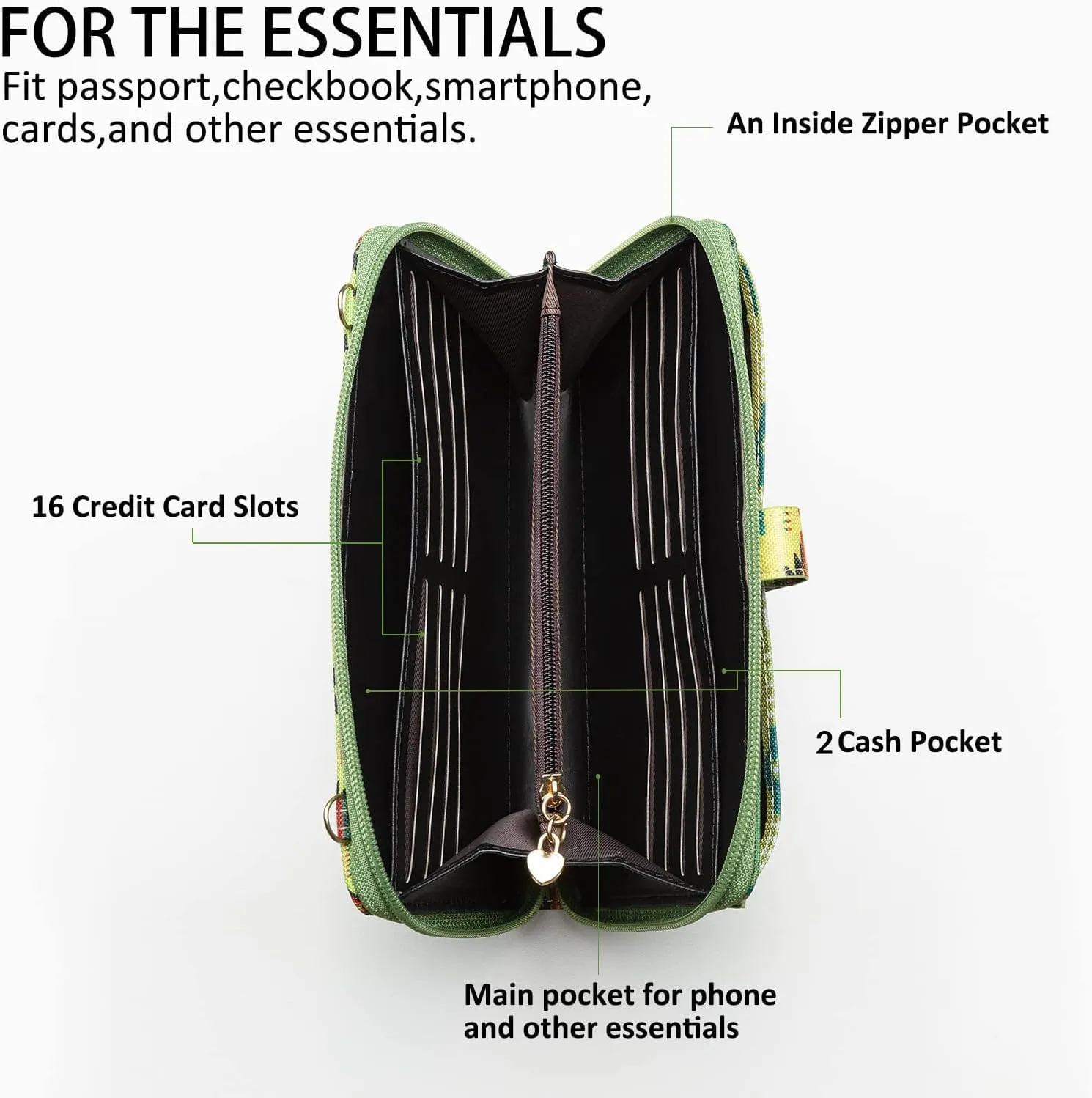Aztec Print RFID-Blocking Crossbody Bag for Women - Multifunctional Wallet and Phone Purse