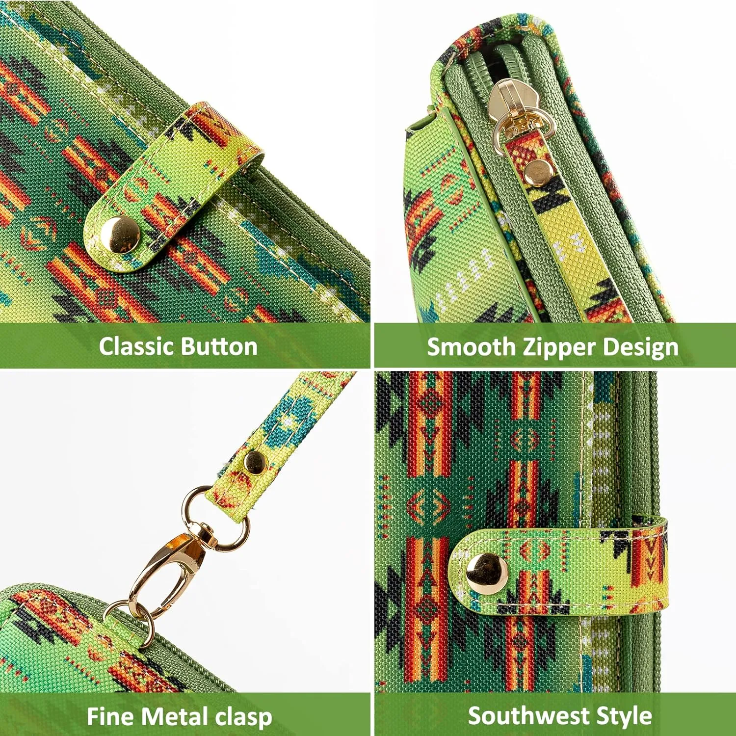Aztec Print RFID-Blocking Crossbody Bag for Women - Multifunctional Wallet and Phone Purse