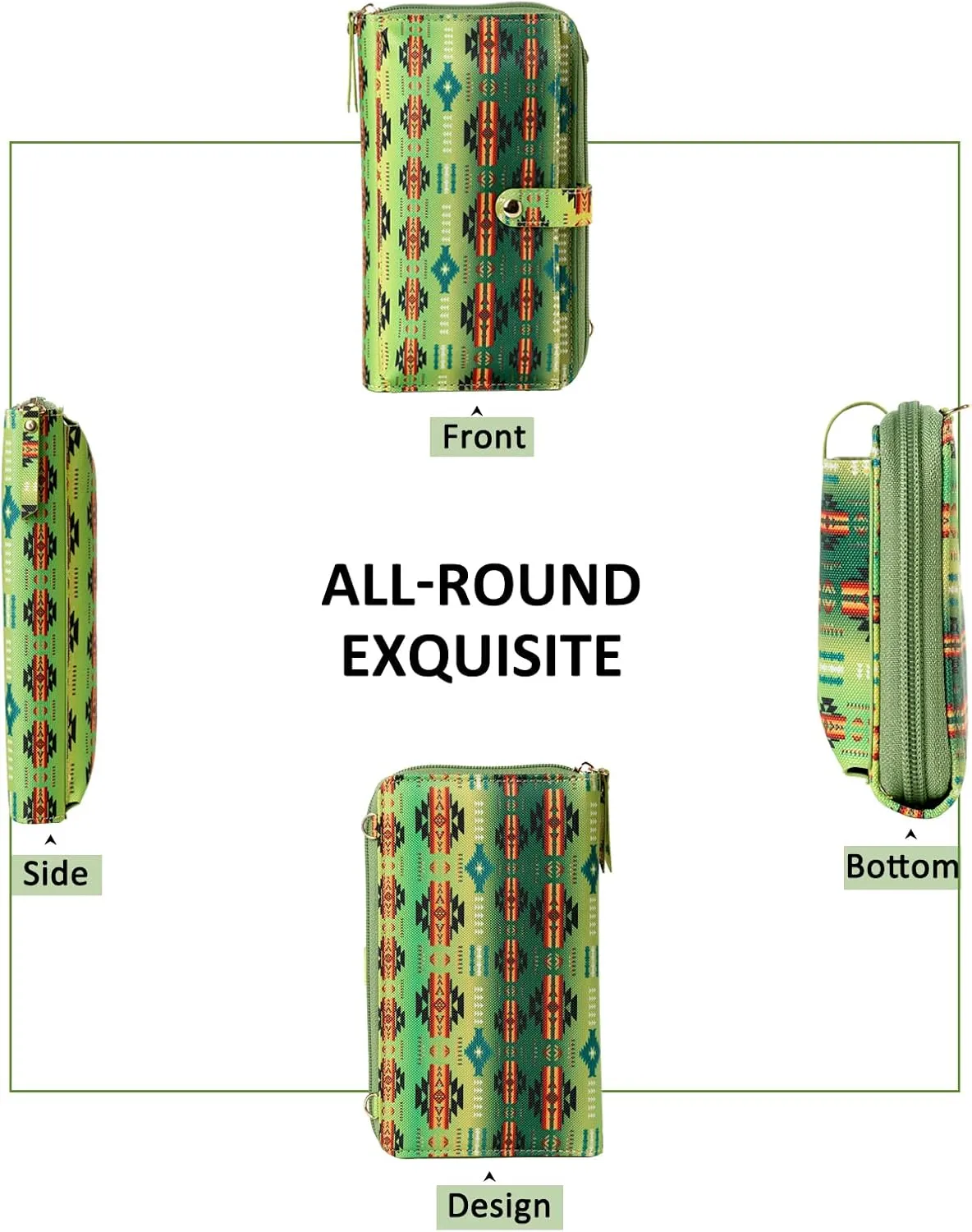 Aztec Print RFID-Blocking Crossbody Bag for Women - Multifunctional Wallet and Phone Purse