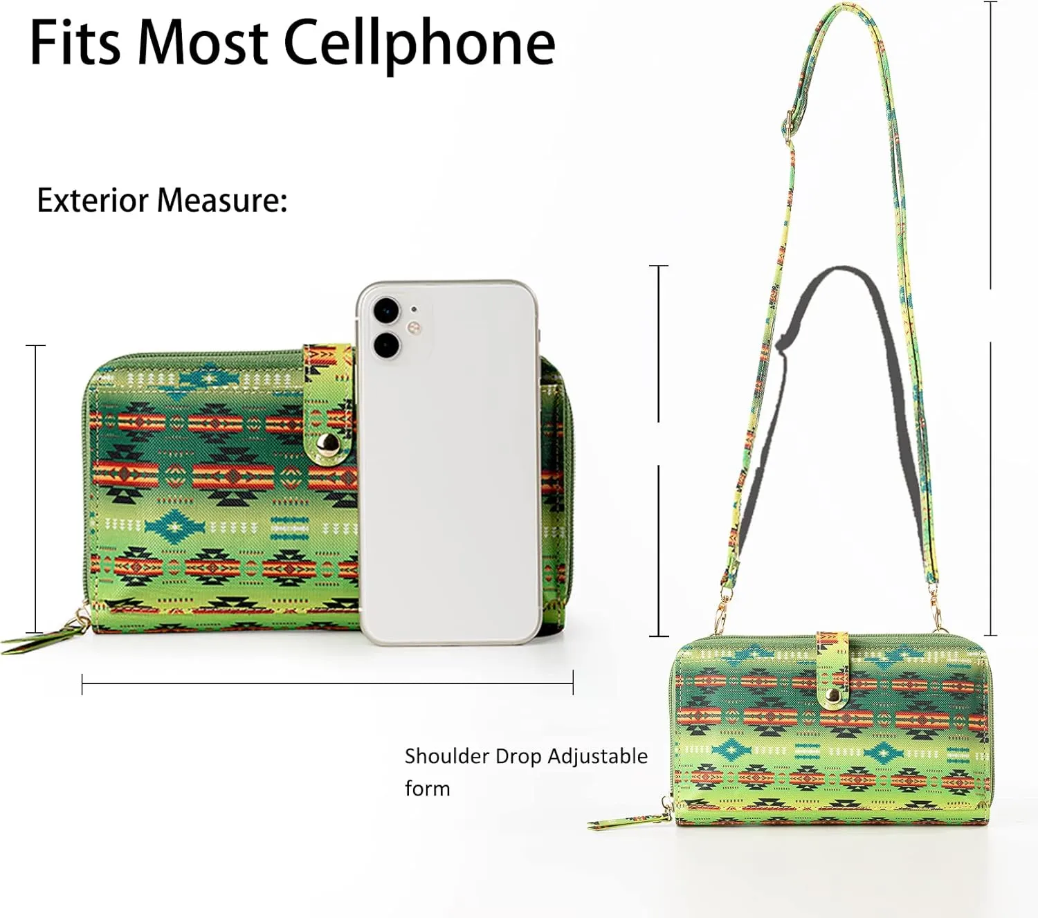 Aztec Print RFID-Blocking Crossbody Bag for Women - Multifunctional Wallet and Phone Purse