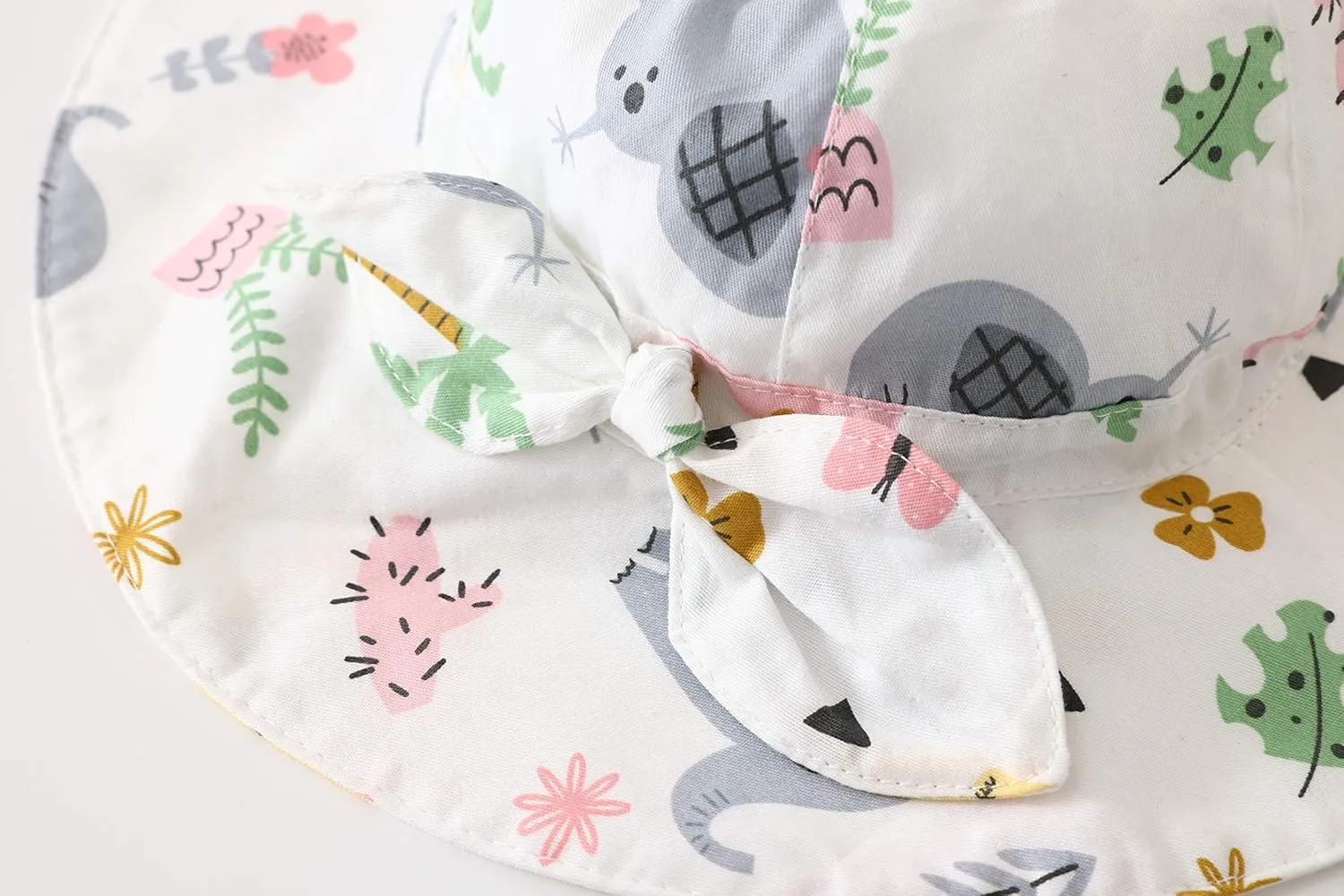Baby Girl Sun Hat Summer Beach Hats with UPF 50  Toddler Infant with Wide Brim Strap Outdoor Bucket Hat
