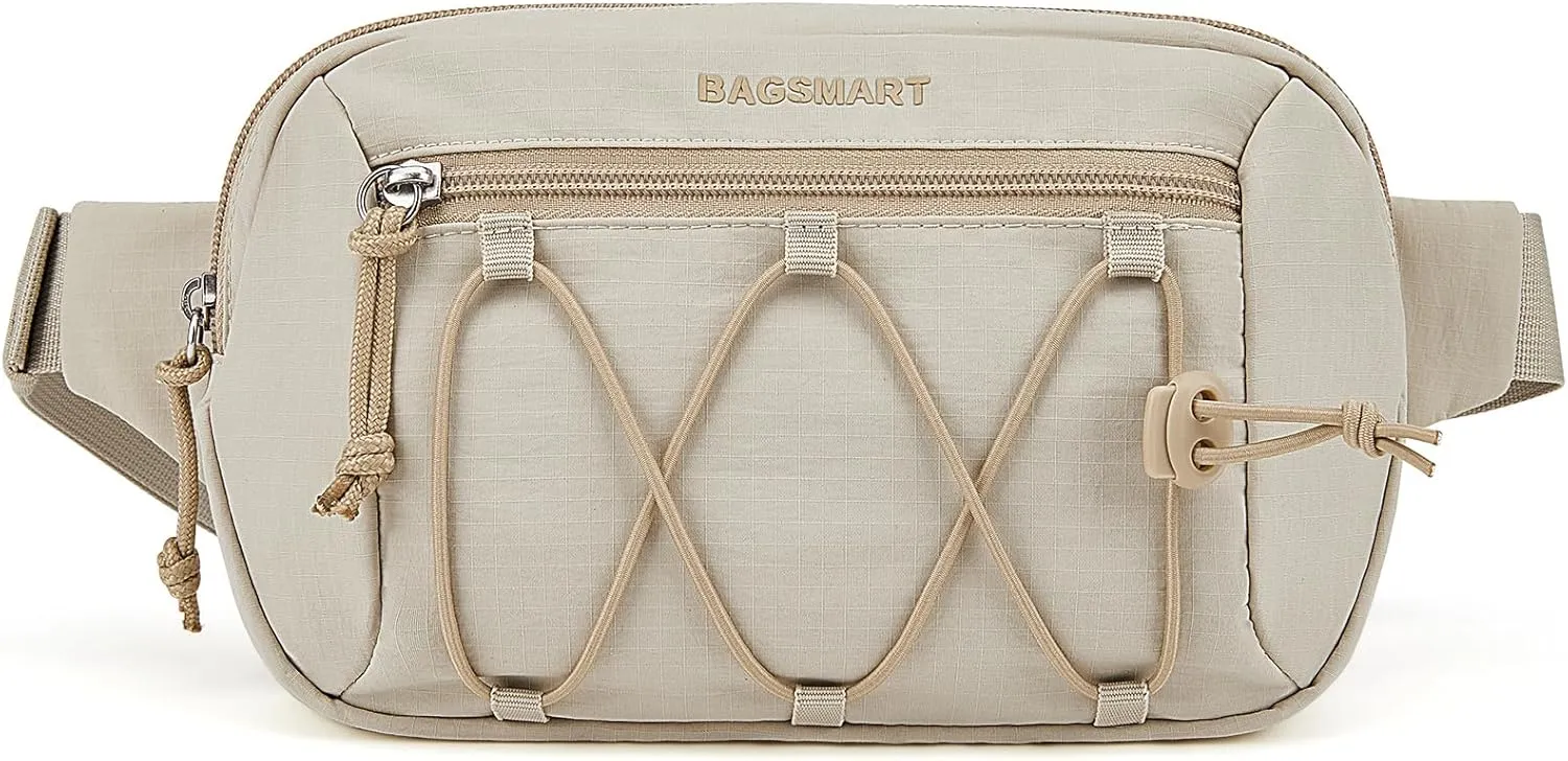 BAGSMART Fanny Packs for Women Small Belt Bag with Adjustable Strap Waist Pack for Running Workout Traveling Hiking, Beige