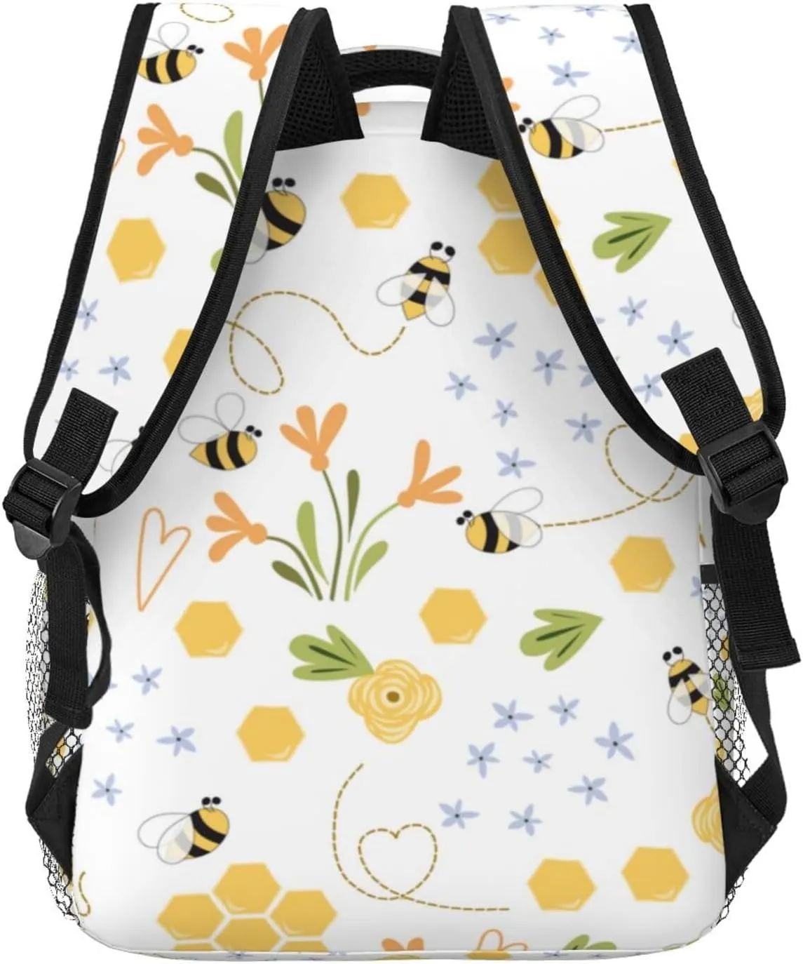 Bee Honey Cute Hand Drawn Meadow Flowers Backpack Laptop Backpack Sports Travel Shoulder bag Light casual backpack