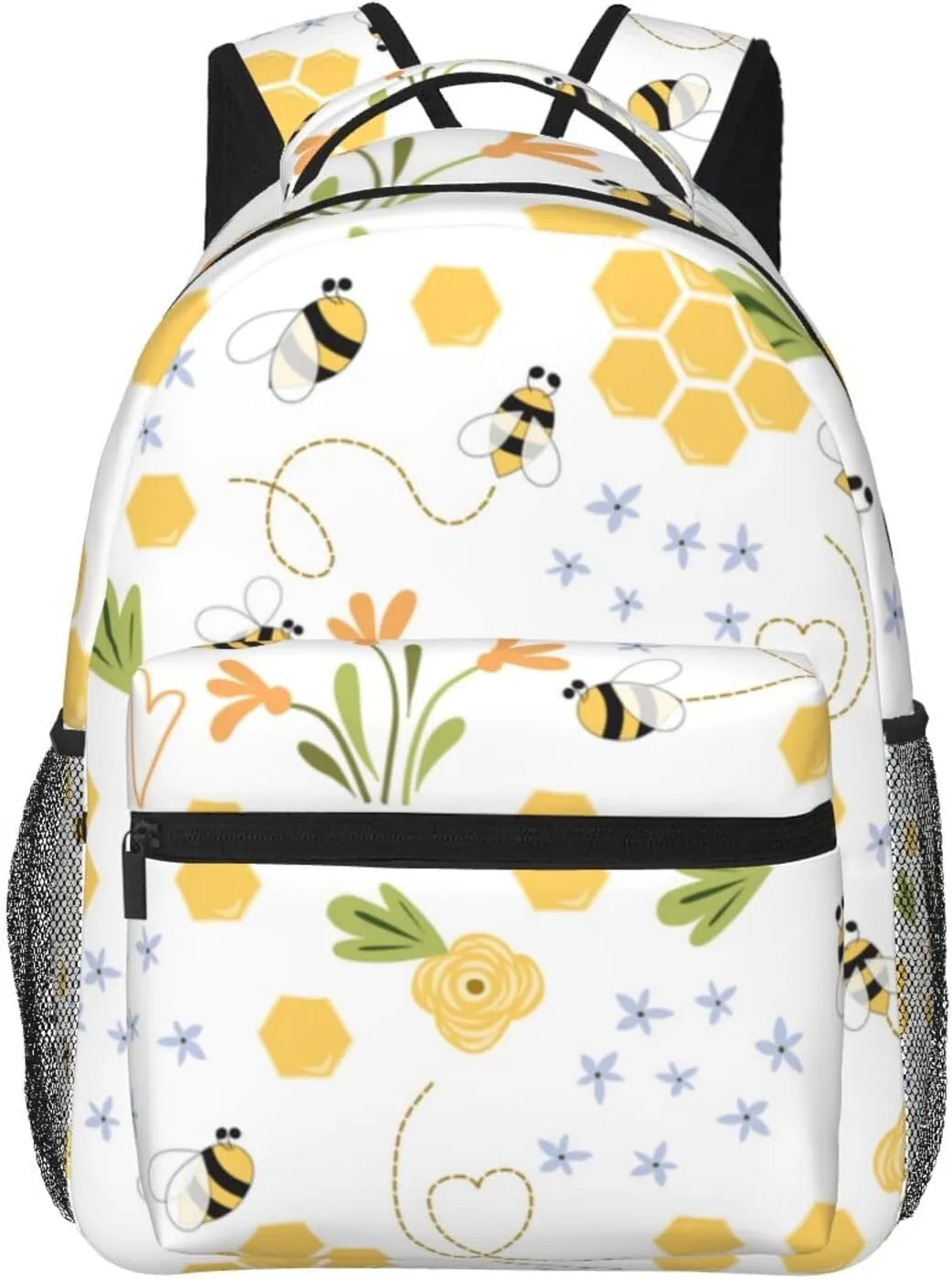 Bee Honey Cute Hand Drawn Meadow Flowers Backpack Laptop Backpack Sports Travel Shoulder bag Light casual backpack