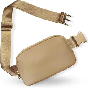 Boutique Belt Bag | Crossbody Bag Fanny Pack for Women Fashionable | Cute Mini Everywhere Bum Hip Waist Pack | Small Fashion Travel Chest Bag | Gold Accessories | Adjustable Small Strap | Chestnut