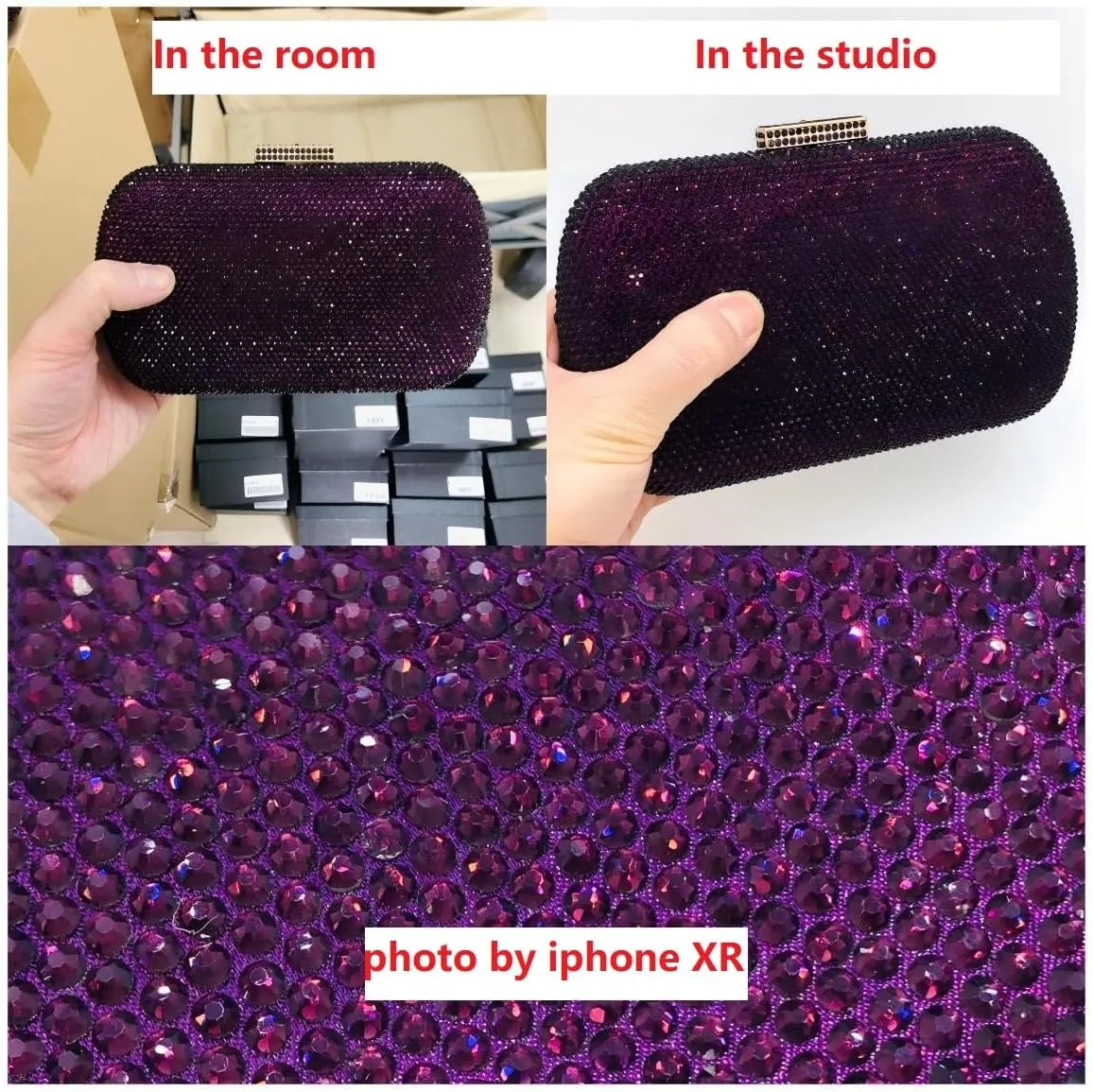 Boutique De FGG Bling Evening Bags and Clutches for Women Formal Party Crystal Clutch Bag Wedding Rhinestone Handbags,Mini
