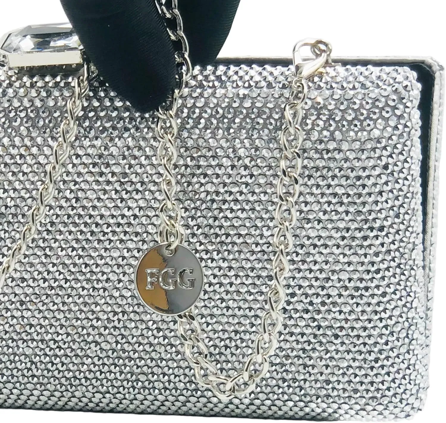 Boutique De FGG Crystal Evening Bags for Women Formal Party Box Clutch Wedding Rhinestone Handbags Bridal Clutch Purse,Mini