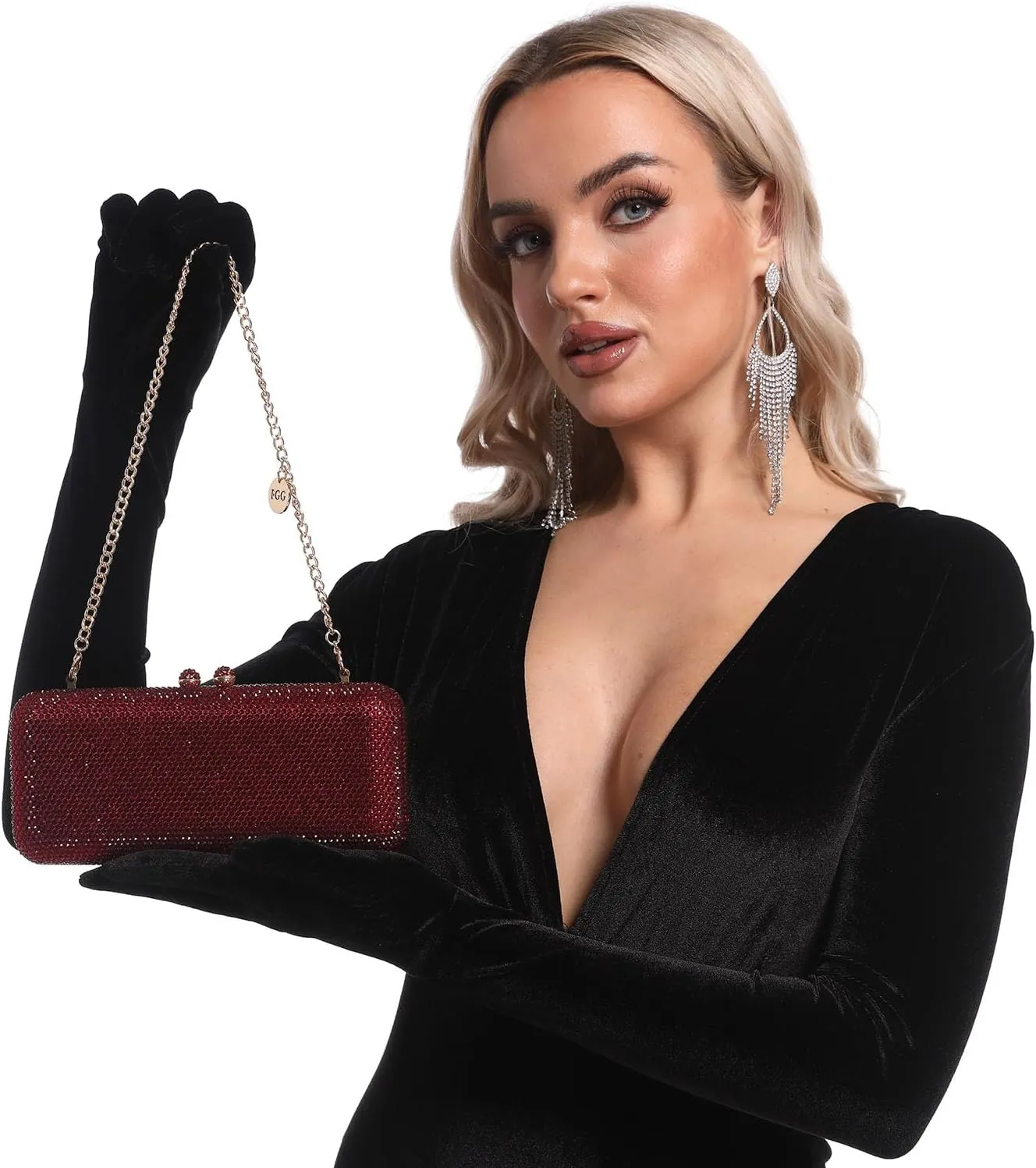 Boutique De FGG Evening Bags and Clutches Women Formal Crystal Clutch Handbags Wedding Rhinestone Clutch Purse,Mini