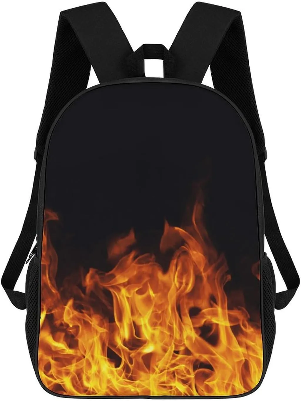 Burning Fire Flame on Black Lightweight And Large Capacity Casual Backpack Unisex