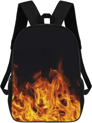 Burning Fire Flame on Black Lightweight And Large Capacity Casual Backpack Unisex