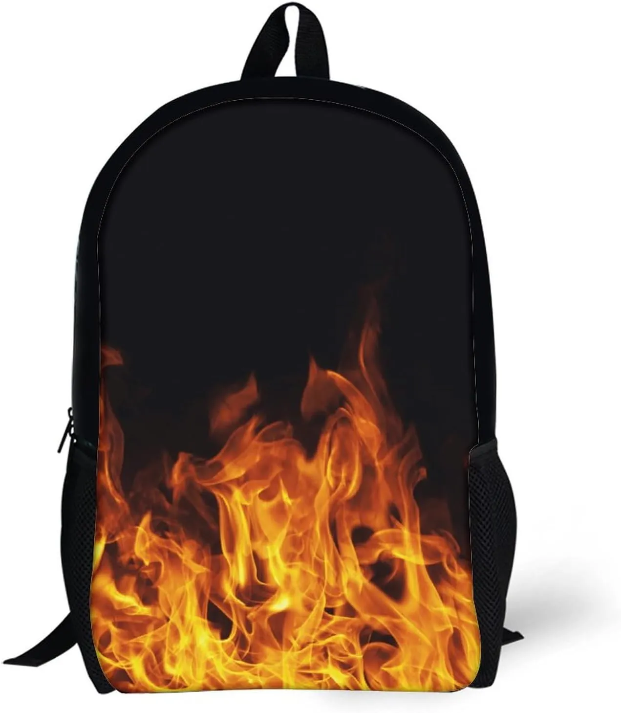 Burning Fire Flame on Black Lightweight And Large Capacity Casual Backpack Unisex