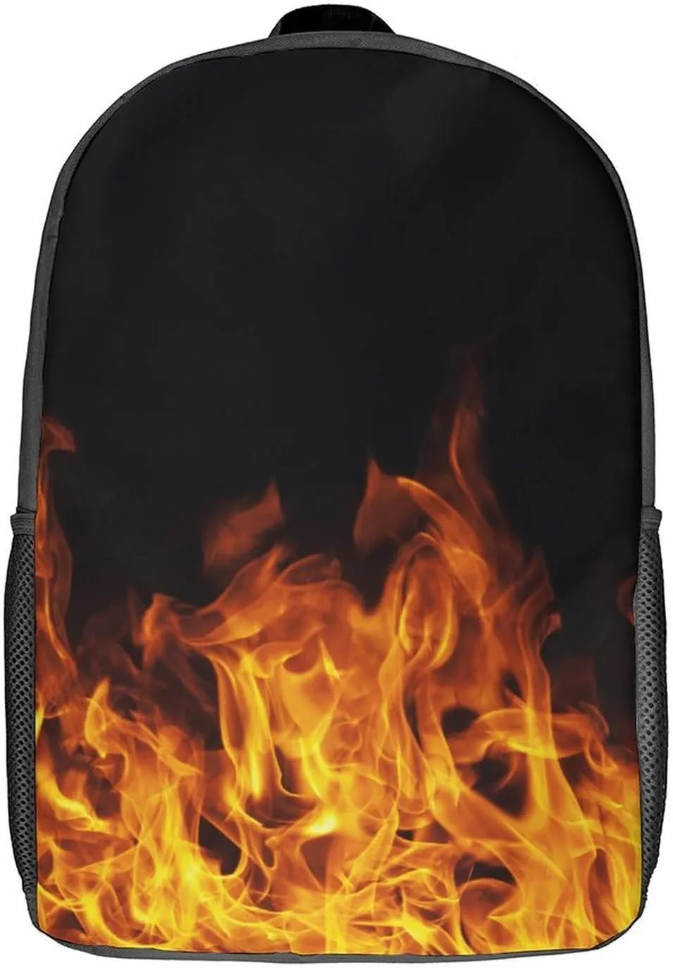 Burning Fire Flame on Black Lightweight And Large Capacity Casual Backpack Unisex