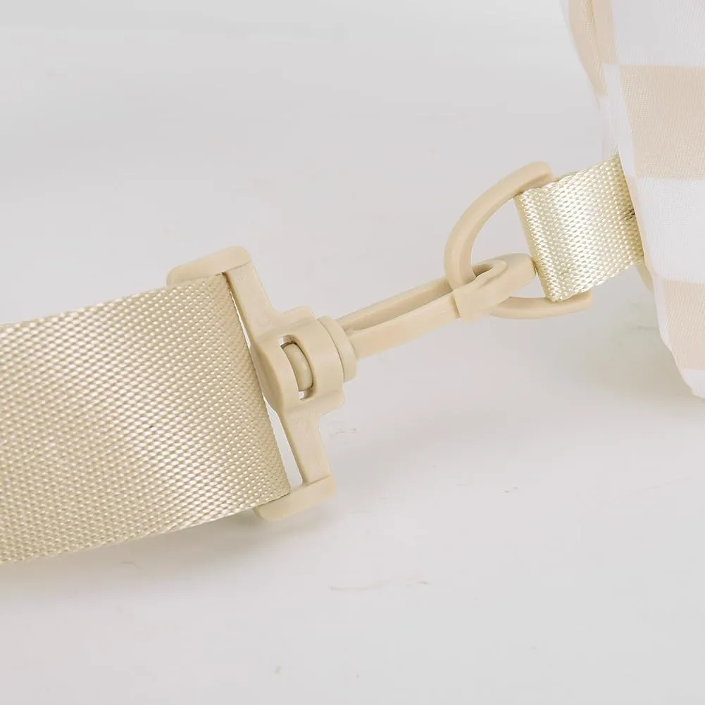 Checkered Sling Bag for Women, Checkered Crossbody Bags Small Chest Bag Trendy Waist Bag Fanny Packs for Men and Women (BEIGE)