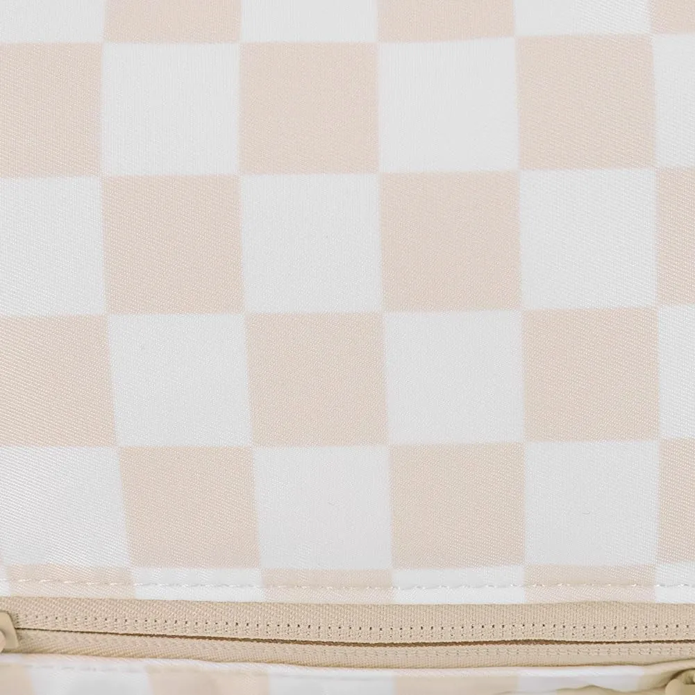 Checkered Sling Bag for Women, Checkered Crossbody Bags Small Chest Bag Trendy Waist Bag Fanny Packs for Men and Women (BEIGE)