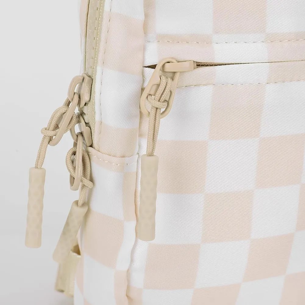 Checkered Sling Bag for Women, Checkered Crossbody Bags Small Chest Bag Trendy Waist Bag Fanny Packs for Men and Women (BEIGE)