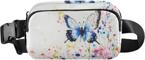 Chic Butterfly Stylish Waist Bag Fanny Pack for Women Men Teenagers Mini Cross Body Bag Belt Pack with Adjustable Strap for Travel Gym Work