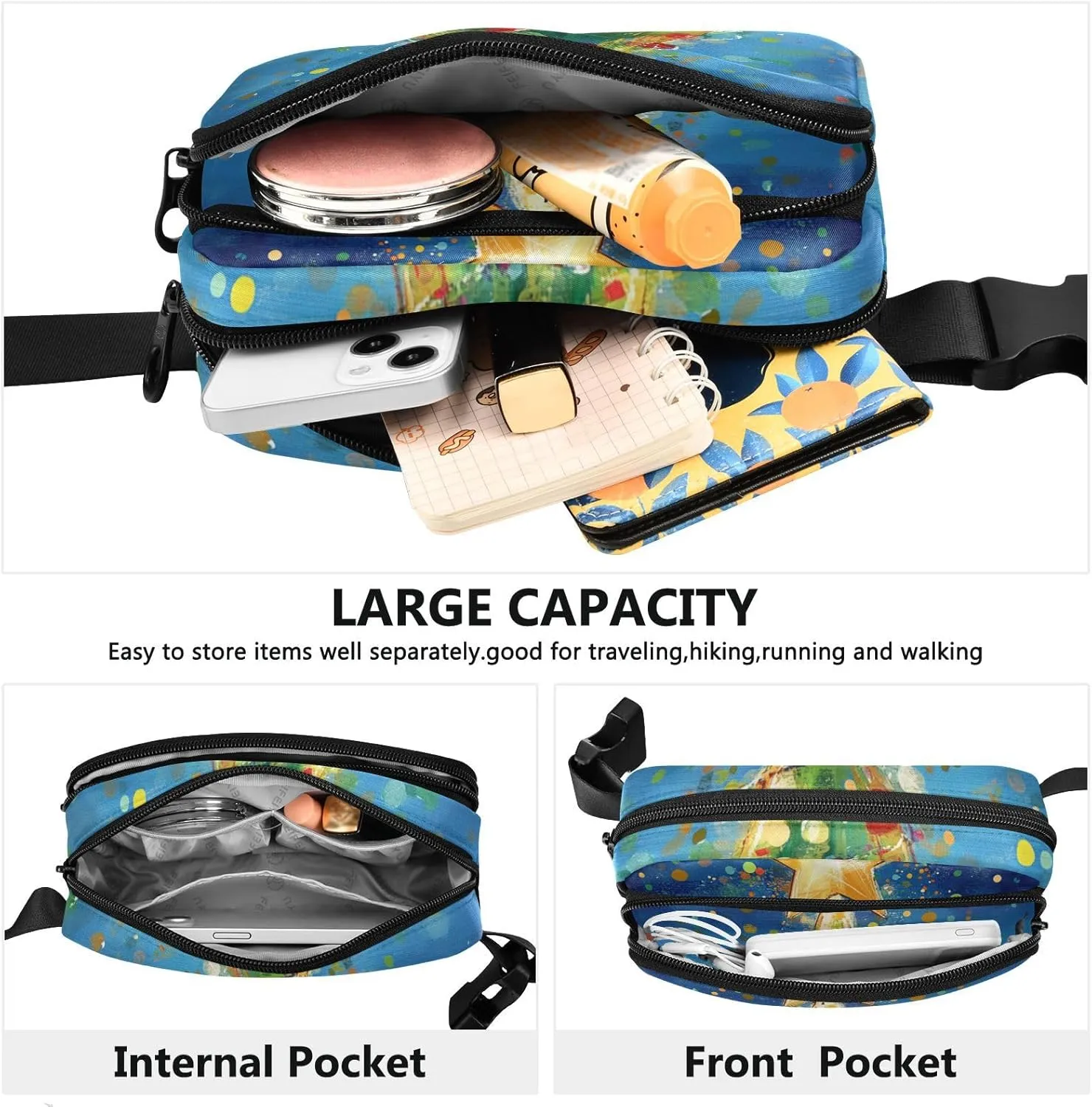 Chic Christmas Tree Star Fashionable Fanny Waist Pack for Men Women Small Sling Bag Travel Accessory with Adjustable Strap for Travel Shopping Running