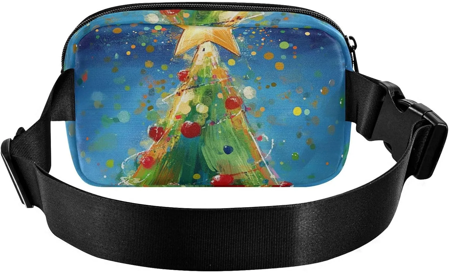 Chic Christmas Tree Star Fashionable Fanny Waist Pack for Men Women Small Sling Bag Travel Accessory with Adjustable Strap for Travel Shopping Running