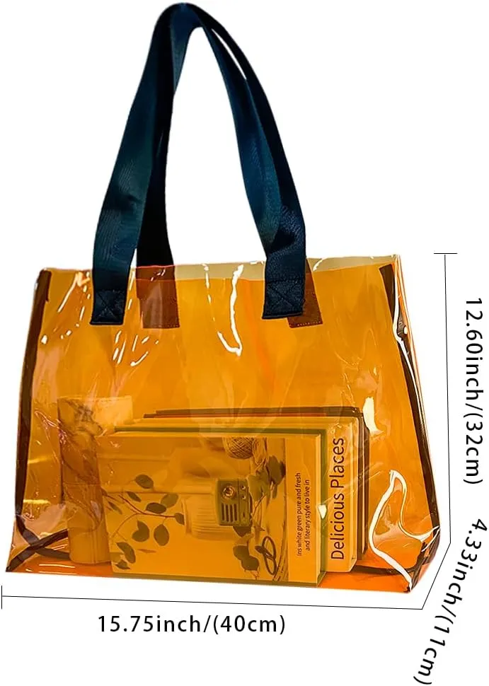 Clear Large Tote Bag - Versatile, Waterproof, Stain Resistant, Transparent Shoulder Tote Bag for Work