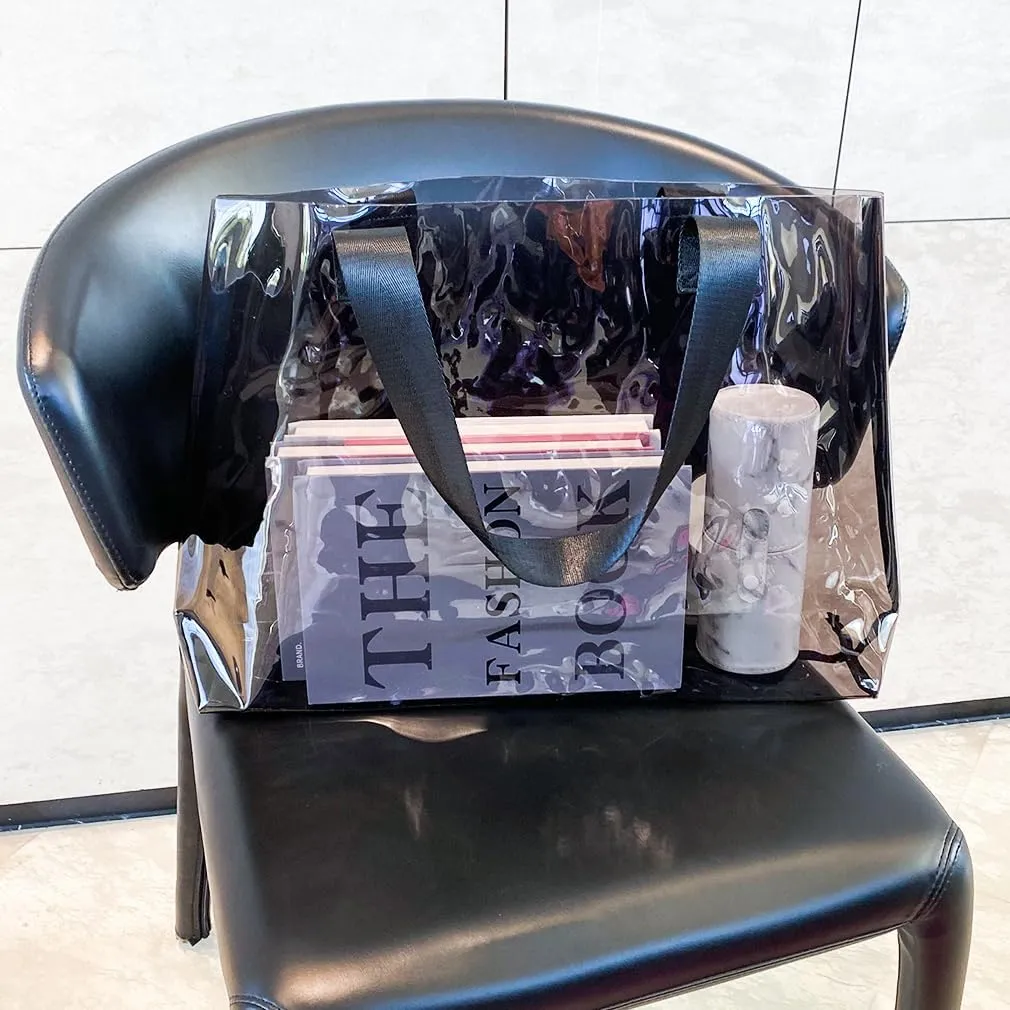 Clear Large Tote Bag - Versatile, Waterproof, Stain Resistant, Transparent Shoulder Tote Bag for Work