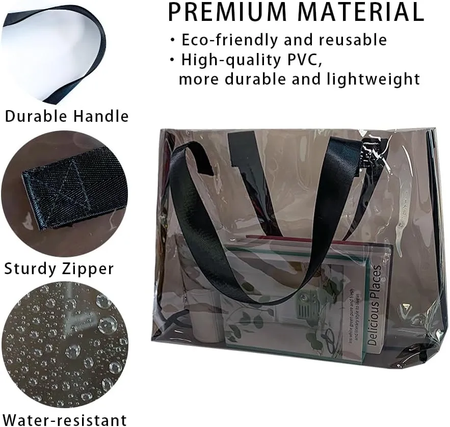 Clear Large Tote Bag - Versatile, Waterproof, Stain Resistant, Transparent Shoulder Tote Bag for Work