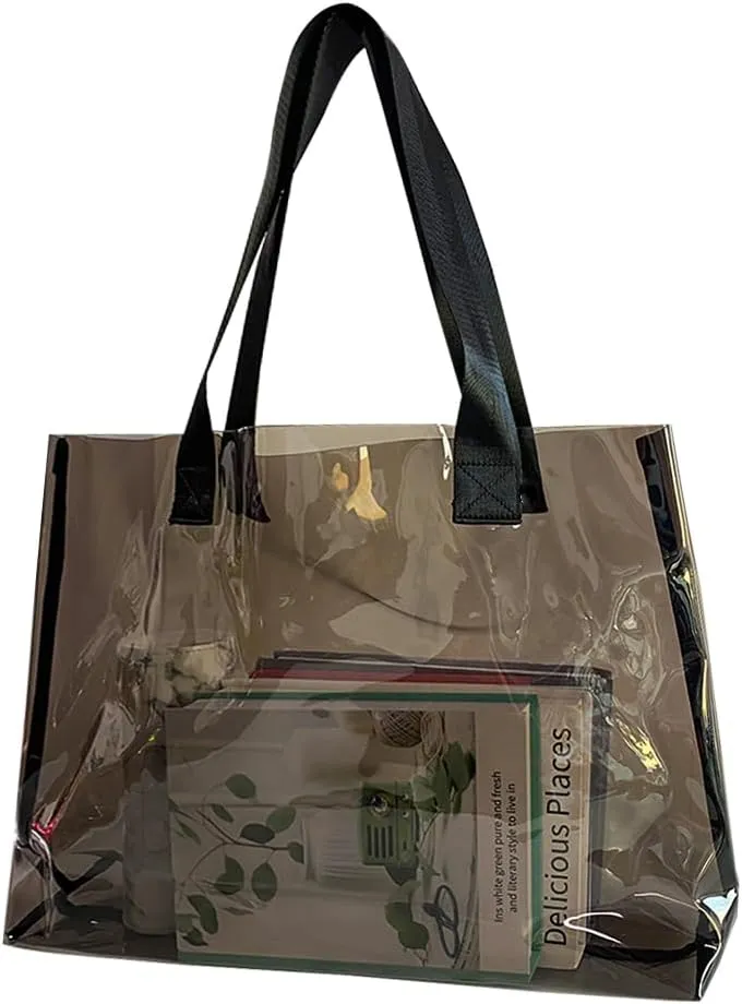 Clear Large Tote Bag - Versatile, Waterproof, Stain Resistant, Transparent Shoulder Tote Bag for Work