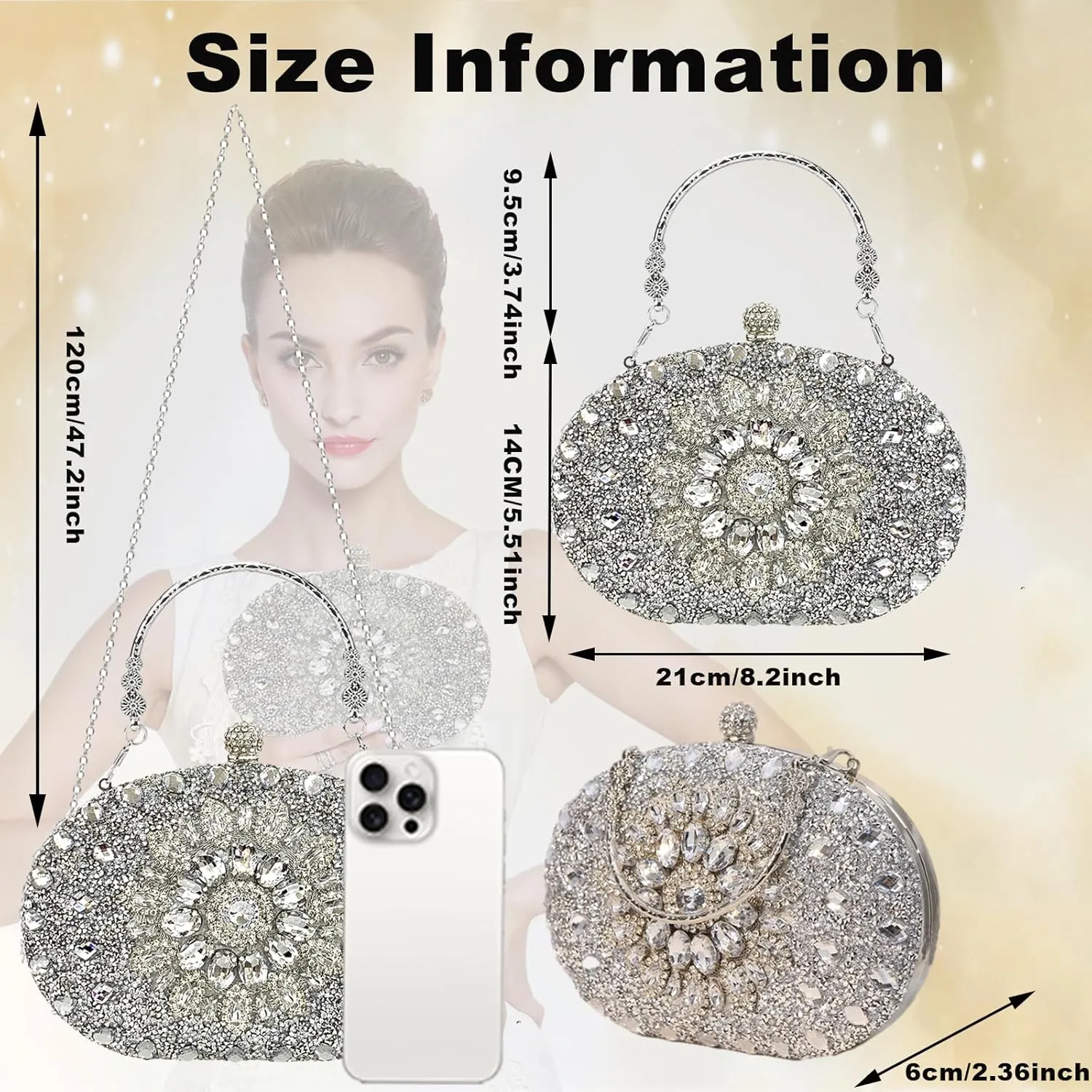 Clutch Purses For Women Rhinestone Evening Purse Sparkling Handbags Crystal Clutch For Wedding Party