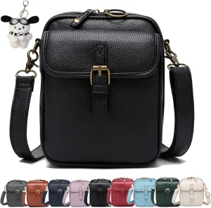 collaboraten1 Crossbody Leather Bag, Large Capacity with 10 Card Slots, Women's Anti-Theft Vintage Shoulder Messenger Bag