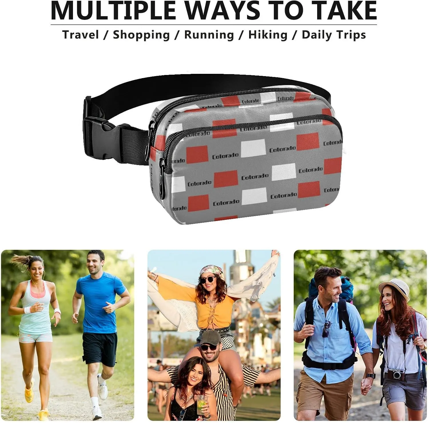 Colorado State Fanny Pack for Men Women,Crossbody Waist Bag Pack with Adjustable Strap Mini Belt Bag for Running Cycling