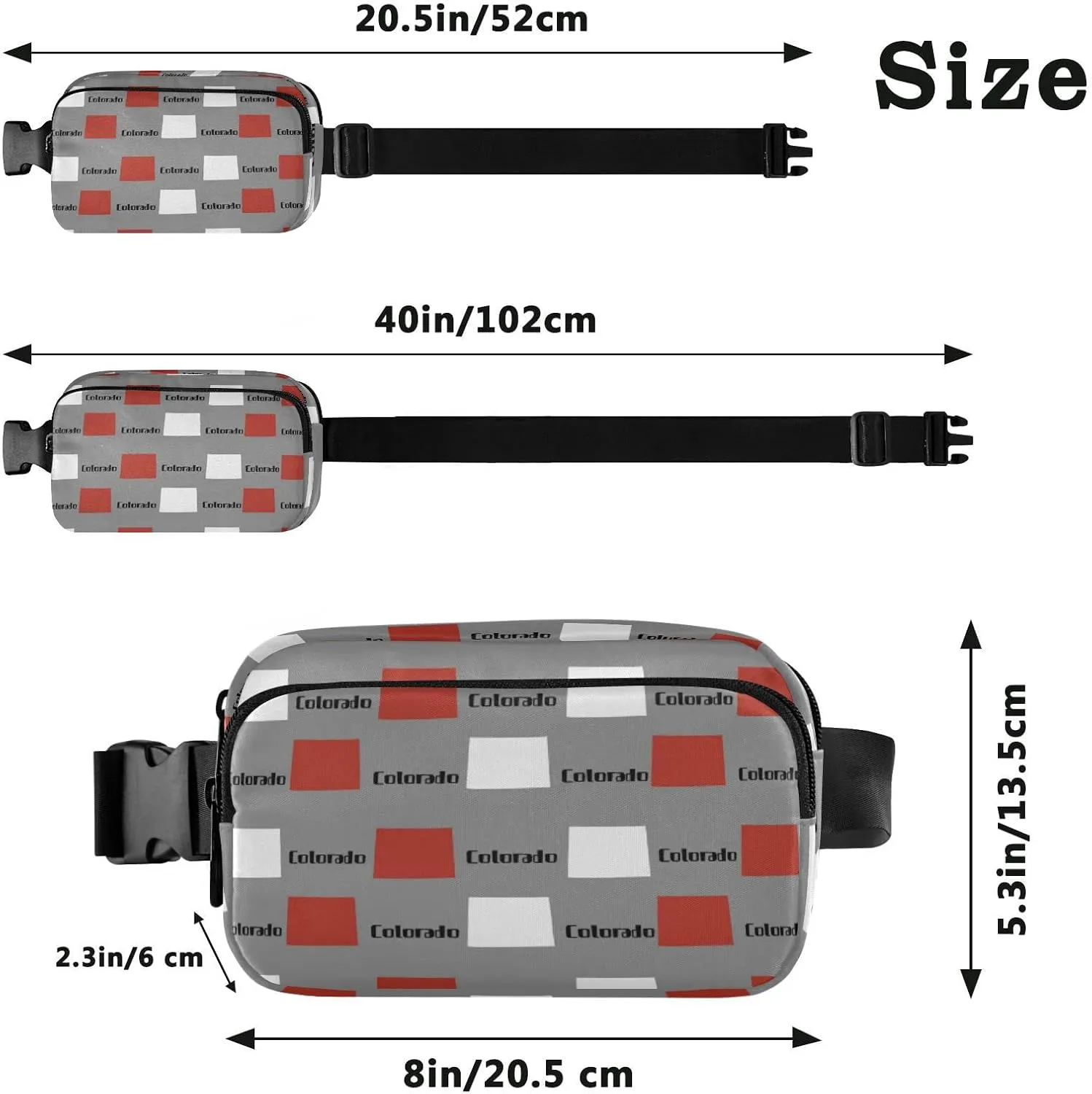 Colorado State Fanny Pack for Men Women,Crossbody Waist Bag Pack with Adjustable Strap Mini Belt Bag for Running Cycling