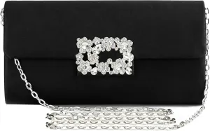 Coucoland Clutch Purses for Women - Satin Evening Bag Crystal Embellished Handbag for Bride Party Prom Wedding