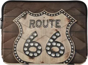 Creative Route 66 Sign Computer Sleeve Bag,Waterproof Laptop Case 13-14 in,Protective Laptop Cover Briefcase Bags Shockproof for Women Men Office