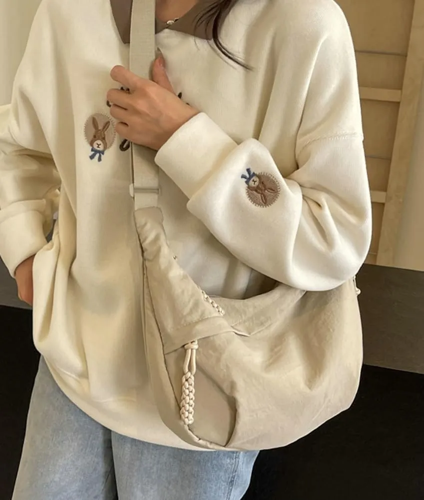 Crescent Shoulder Bag for Women Men Nylon Corduroy Hobo Bag Crossbody Bag Slouchy Sling Bag Dumpling Bag Purse Multi-Pocket