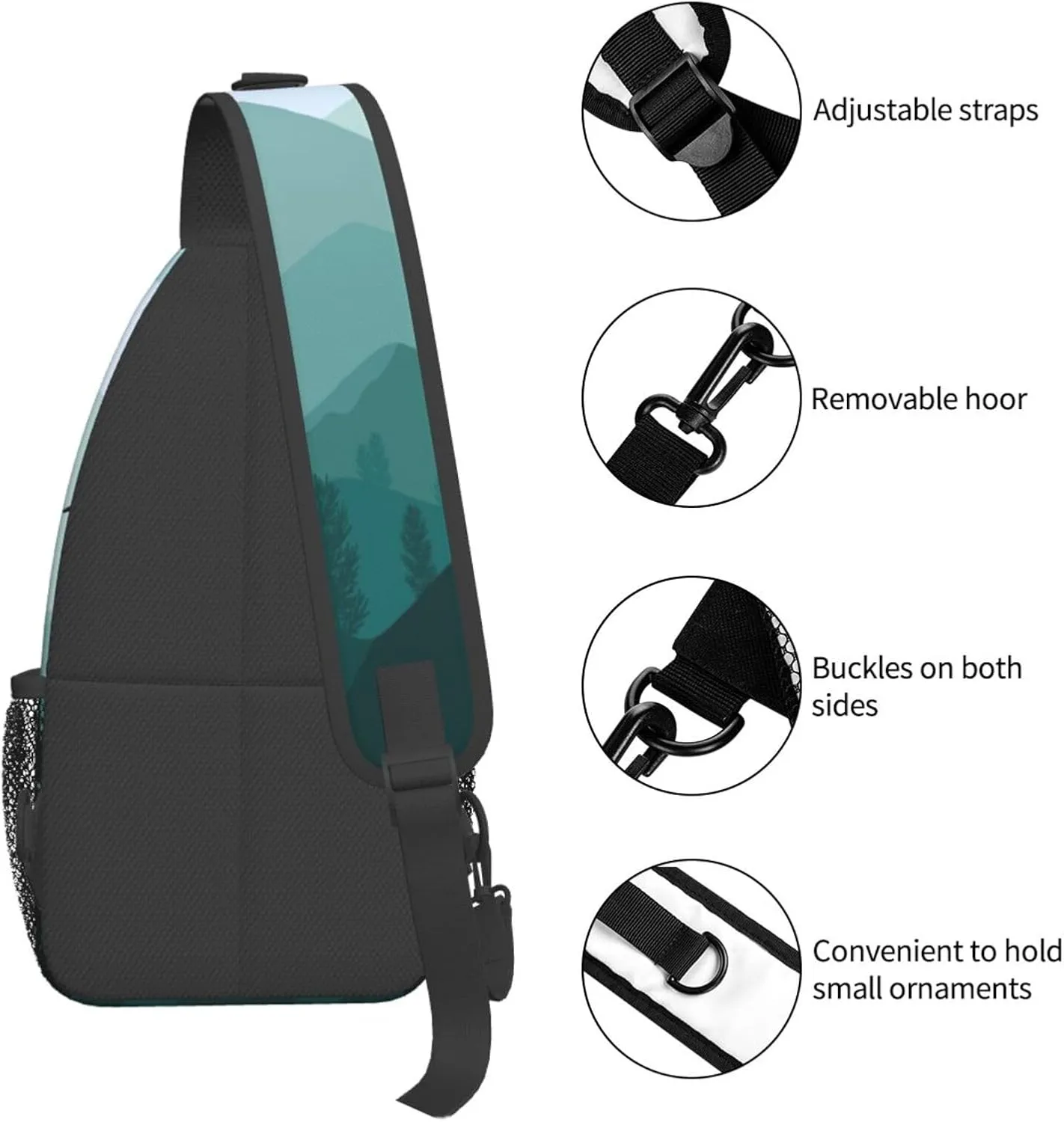 Crossbody Sling Bag for Men Women, Mountain Landscape Sling Backpack Shoulder Chest Bag, Anti Theft Travel Hiking Daypacks