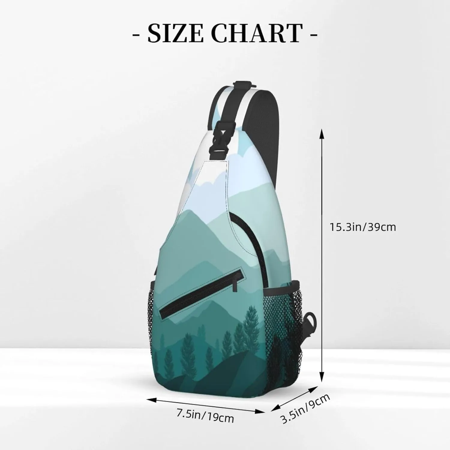 Crossbody Sling Bag for Men Women, Mountain Landscape Sling Backpack Shoulder Chest Bag, Anti Theft Travel Hiking Daypacks