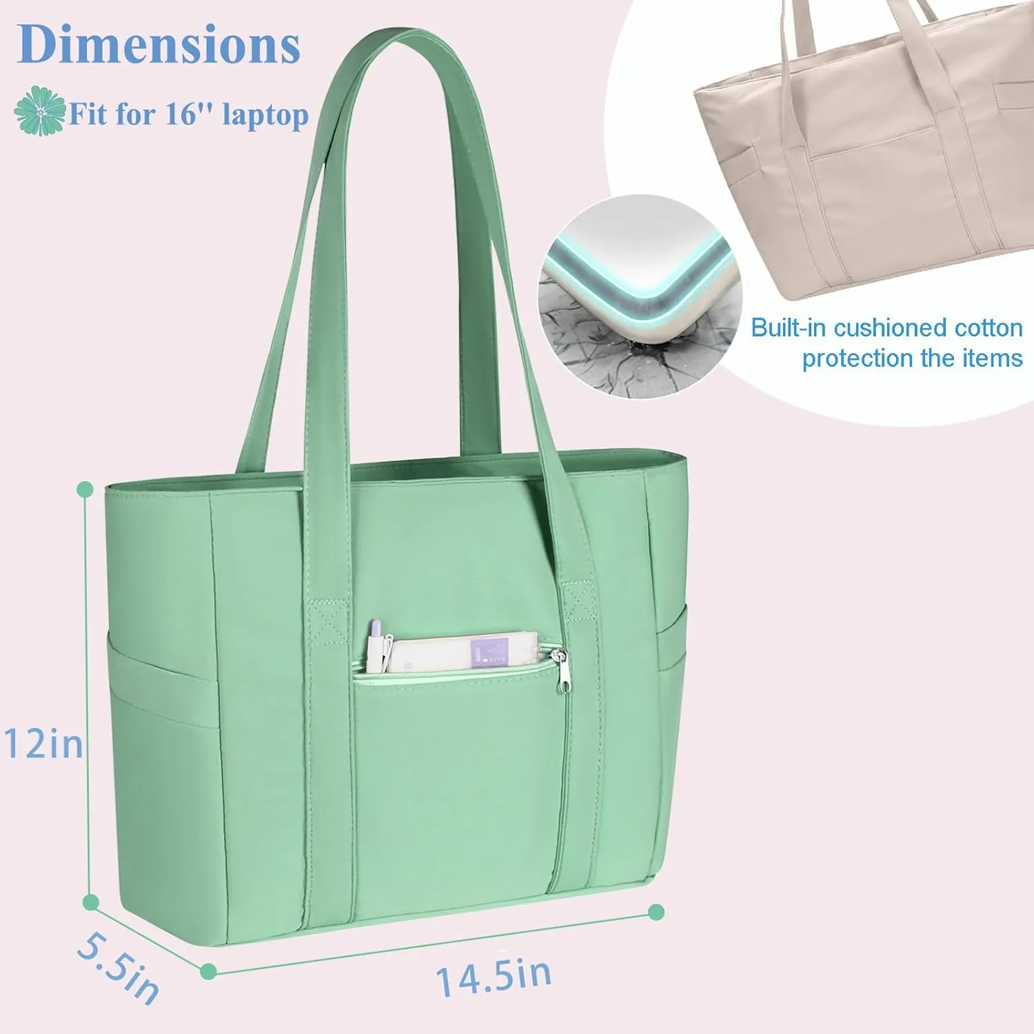 CTWWFS Tote Bag for Women, Travel Essentials Large Tote Bag with Zipper, Top Handle Handbag for Travel, Work