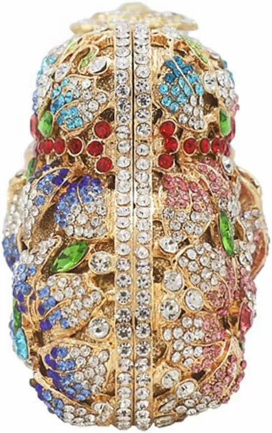DJBM Vintage Women Floral Rhinestone Crystal Purse Rose Evening Clutch Diamond Evening Bags for Party Wedding Cocktail Prom