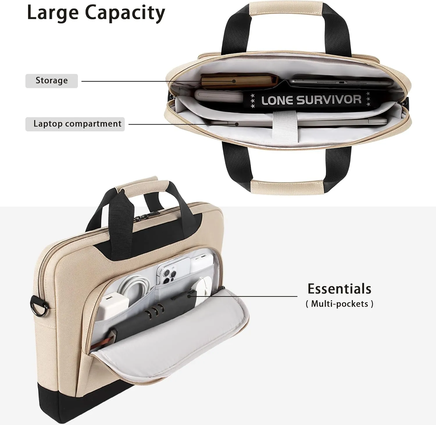DOMISO 13.5-14 Inch Laptop Sleeve Business Briefcase Ultrabook Notebook Carrying Case Shoulderbag for MacBook Pro 14 Inch 2021 Model A2442 with M1 Pro/ M1 Max Chip & Touch ID,Beige
