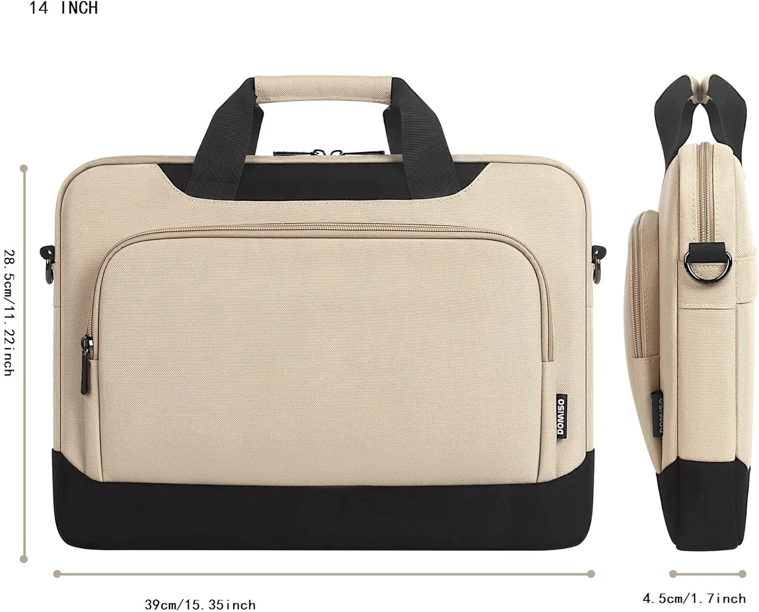 DOMISO 13.5-14 Inch Laptop Sleeve Business Briefcase Ultrabook Notebook Carrying Case Shoulderbag for MacBook Pro 14 Inch 2021 Model A2442 with M1 Pro/ M1 Max Chip & Touch ID,Beige