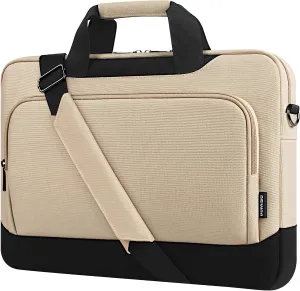 DOMISO 13.5-14 Inch Laptop Sleeve Business Briefcase Ultrabook Notebook Carrying Case Shoulderbag for MacBook Pro 14 Inch 2021 Model A2442 with M1 Pro/ M1 Max Chip & Touch ID,Beige