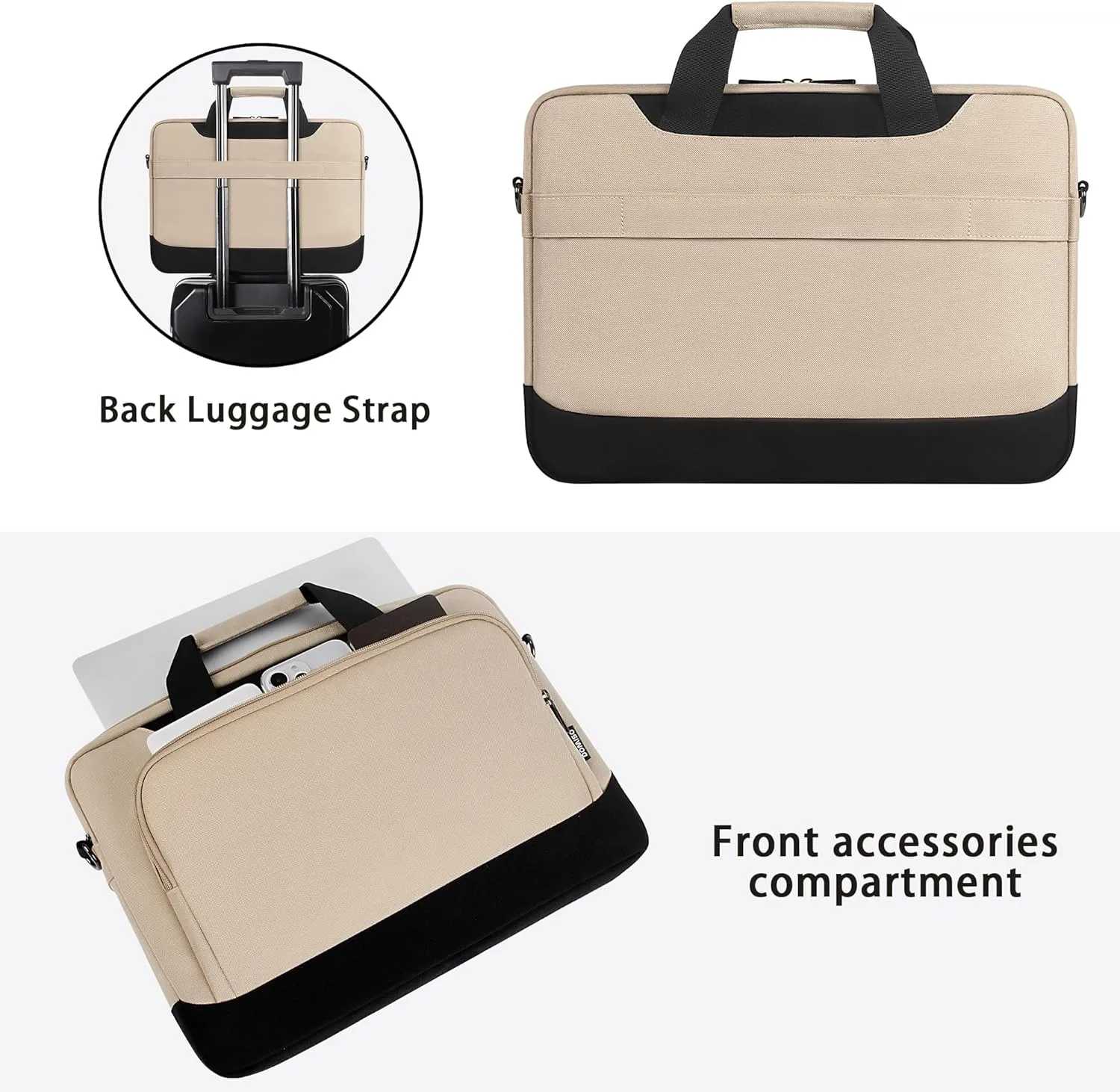DOMISO 13.5-14 Inch Laptop Sleeve Business Briefcase Ultrabook Notebook Carrying Case Shoulderbag for MacBook Pro 14 Inch 2021 Model A2442 with M1 Pro/ M1 Max Chip & Touch ID,Beige