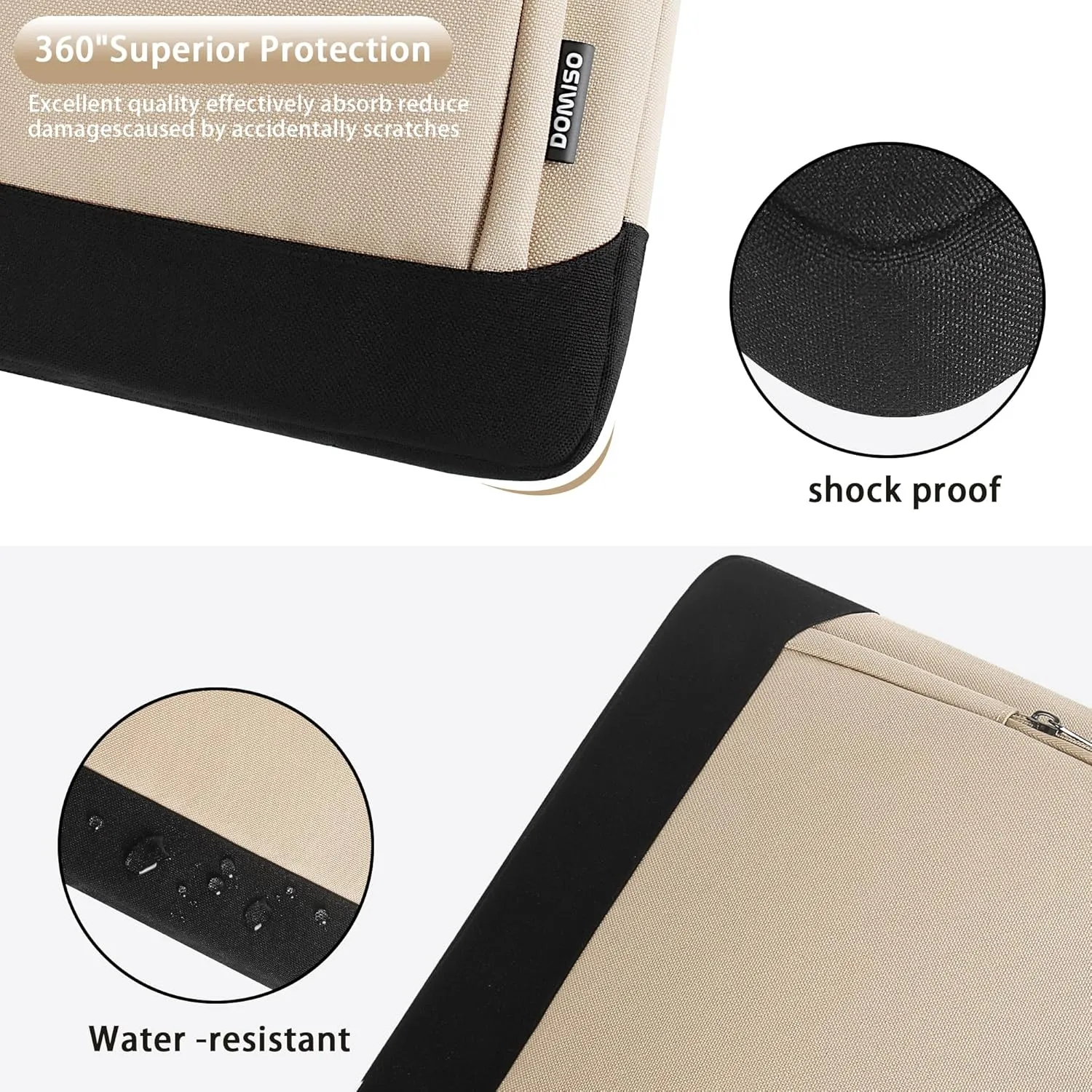DOMISO 13.5-14 Inch Laptop Sleeve Business Briefcase Ultrabook Notebook Carrying Case Shoulderbag for MacBook Pro 14 Inch 2021 Model A2442 with M1 Pro/ M1 Max Chip & Touch ID,Beige