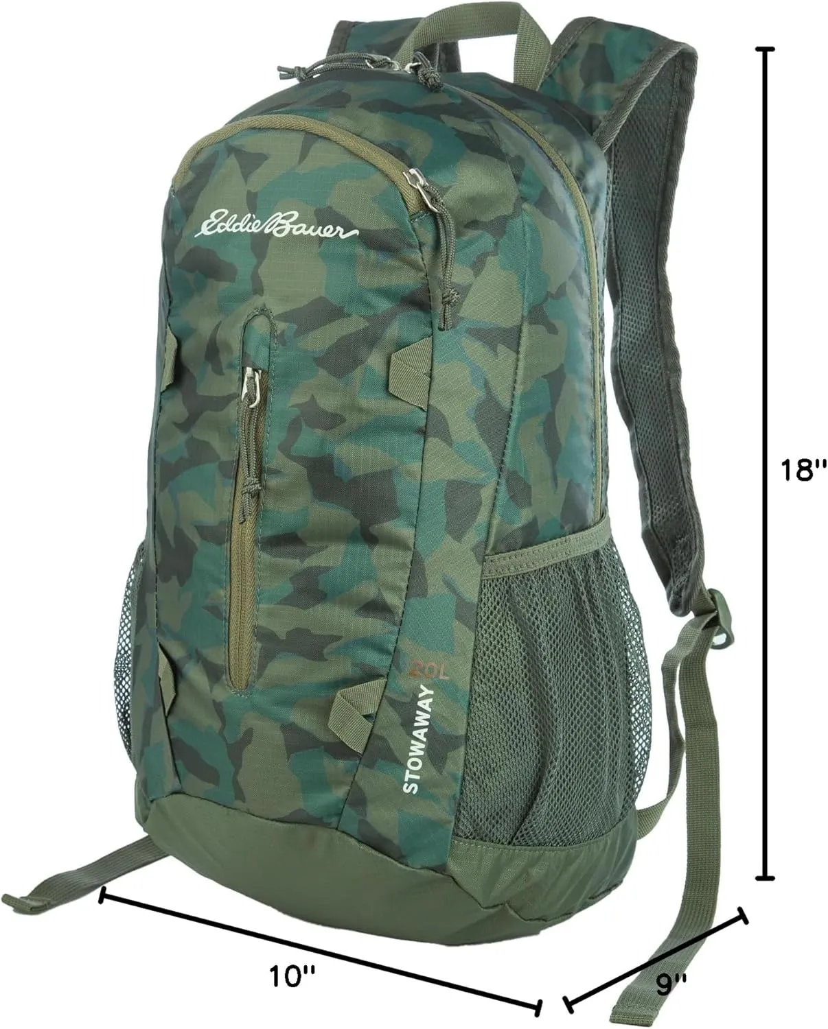 Eddie Bauer Stowaway Packable Backpack-Made from Ripstop Polyester, Sprig, 20L