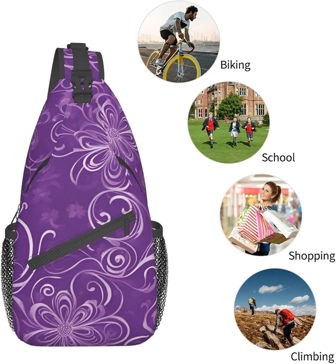 Eiffel Tower Shoulder Bag Crossbody Backpack Chest Bag Lightweight Sling Daypackstravel Hiking Cycling For Men Women