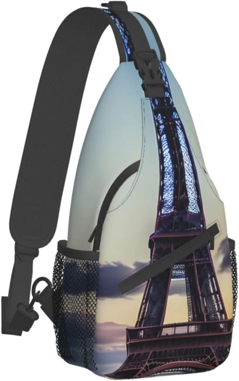 Eiffel Tower Shoulder Bag Crossbody Backpack Chest Bag Lightweight Sling Daypackstravel Hiking Cycling For Men Women